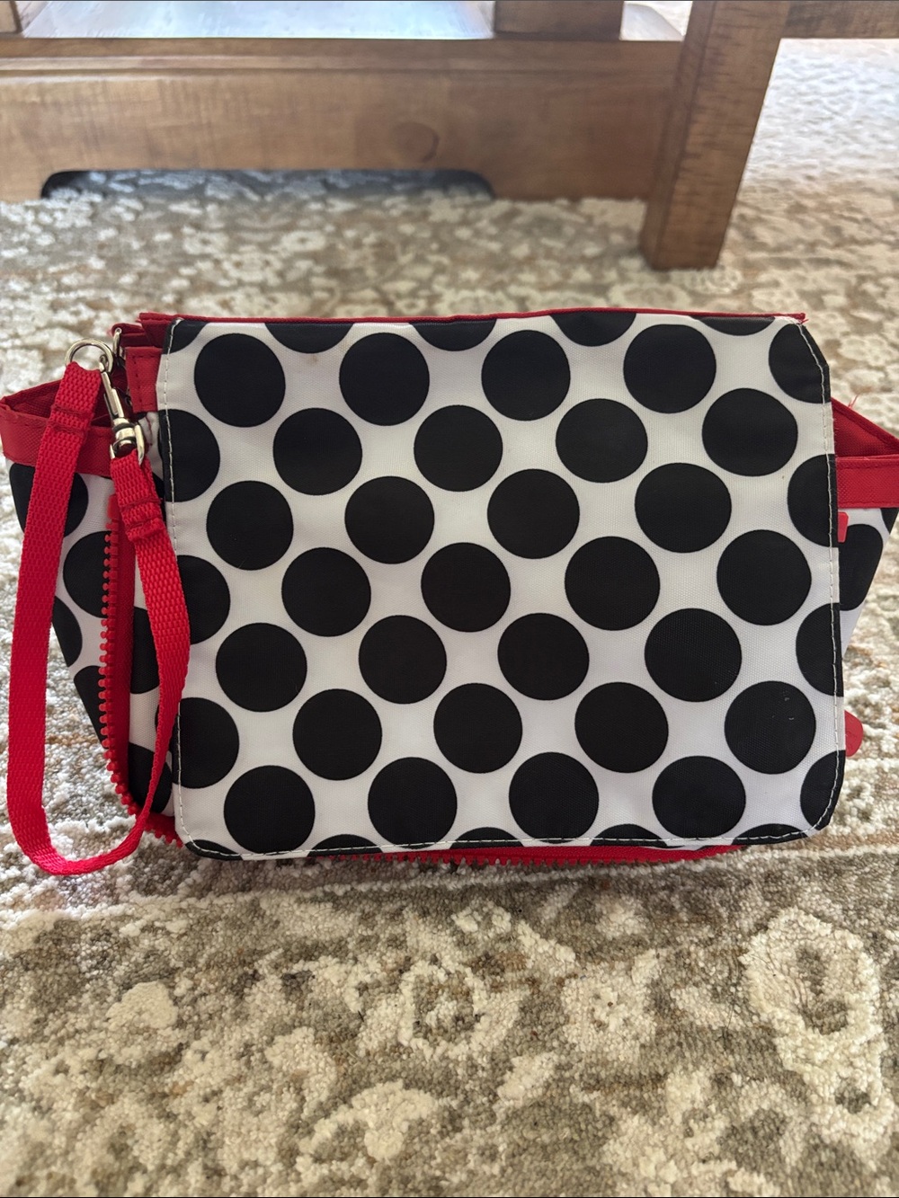 Red and Black Polka Dot Travel Bag for Dog’s Water